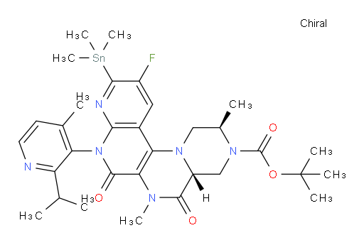 (2R,4aR)-tert-butyl 11-fluoro-8-(2-isopropyl-4-methylpyridin-3-yl)-2,6-dimethyl-5,7-dioxo-10-(trimethylstannyl)-4,4a,5,6,7,8-hexahydro-1H-pyrazino[1',2':4,5]pyrazino[2,3-c][1,8]naphthyridine-3(2H)-carboxylate