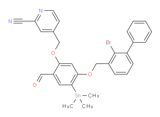 4-((5-((2-bromo-[1,1'-biphenyl]-3-yl)methoxy)-2-formyl-4-(trimethylstannyl)phenoxy)methyl)picolinonitrile