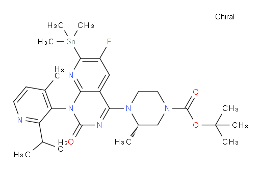 (S)-tert-butyl 4-(6-fluoro-1-(2-isopropyl-4-methylpyridin-3-yl)-2-oxo-7-(trimethylstannyl)-1,2-dihydropyrido[2,3-d]pyrimidin-4-yl)-3-methylpiperazine-1-carboxylate