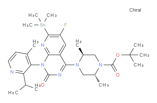 (2R,5S)-tert-butyl 4-(6-fluoro-1-(2-isopropyl-4-methylpyridin-3-yl)-2-oxo-7-(trimethylstannyl)-1,2-dihydropyrido[2,3-d]pyrimidin-4-yl)-2,5-dimethylpiperazine-1-carboxylate