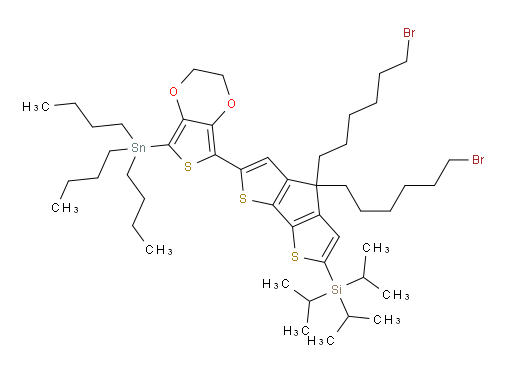 (4,4-bis(6-bromohexyl)-6-(7-(tributylstannyl)-2,3-dihydrothieno[3,4-b][1,4]dioxin-5-yl)-4H-cyclopenta[1,2-b:5,4-b']dithiophen-2-yl)triisopropylsilane