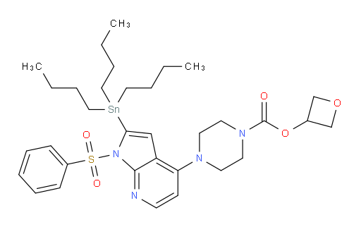 oxetan-3-yl 4-(1-(phenylsulfonyl)-2-(tributylstannyl)-1H-pyrrolo[2,3-b]pyridin-4-yl)piperazine-1-carboxylate