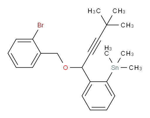 (2-(1-((2-bromobenzyl)oxy)-4,4-dimethylpent-2-yn-1-yl)phenyl)trimethylstannane