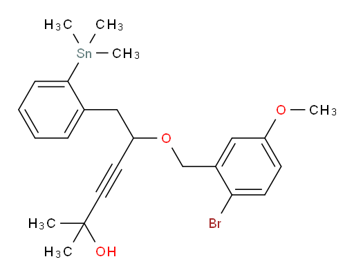5-((2-bromo-5-methoxybenzyl)oxy)-2-methyl-6-(2-(trimethylstannyl)phenyl)hex-3-yn-2-ol