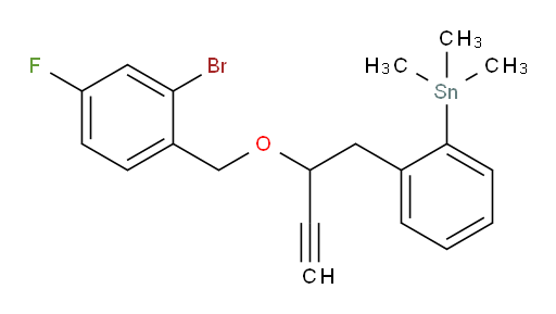 (2-(2-((2-bromo-4-fluorobenzyl)oxy)but-3-yn-1-yl)phenyl)trimethylstannane