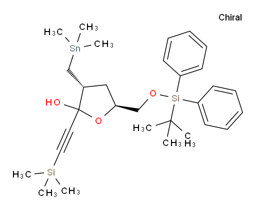 (3R,5S)-5-(((tert-butyldiphenylsilyl)oxy)methyl)-2-((trimethylsilyl)ethynyl)-3-((trimethylstannyl)methyl)tetrahydrofuran-2-ol