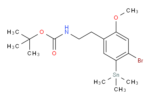 tert-butyl 4-bromo-2-methoxy-5-(trimethylstannyl)phenethylcarbamate
