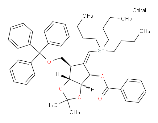 (3aS,4S,6R,6aR,Z)-2,2-dimethyl-5-((tributylstannyl)methylene)-6-((trityloxy)methyl)tetrahydro-3aH-cyclopenta[d][1,3]dioxol-4-yl benzoate