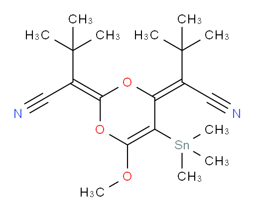 (2Z,2'E)-2,2'-(6-methoxy-5-(trimethylstannyl)-4H-1,3-dioxine-2,4-diylidene)bis(3,3-dimethylbutanenitrile)