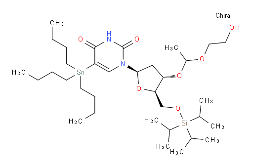 1-((2R,4S,5R)-4-(1-(2-hydroxyethoxy)ethoxy)-5-(((triisopropylsilyl)oxy)methyl)tetrahydrofuran-2-yl)-5-(tributylstannyl)pyrimidine-2,4(1H,3H)-dione