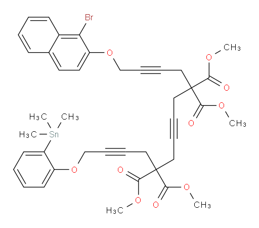 tetramethyl 1-((1-bromonaphthalen-2-yl)oxy)-14-(2-(trimethylstannyl)phenoxy)tetradeca-2,7,12-triyne-5,5,10,10-tetracarboxylate