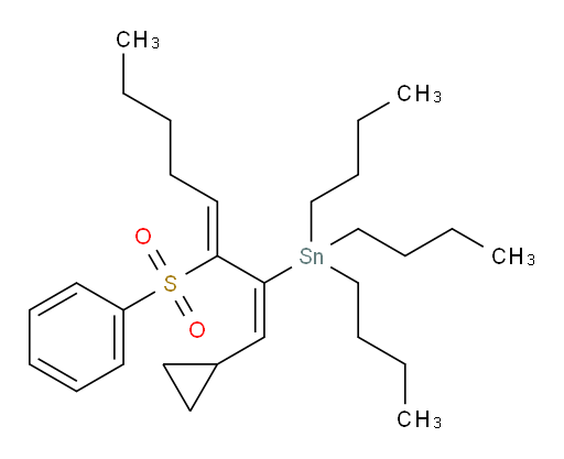 tributyl((1E,3Z)-1-cyclopropyl-3-(phenylsulfonyl)octa-1,3-dien-2-yl)stannane
