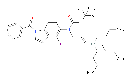(E)-tert-butyl (1-benzoyl-4-iodo-1H-indol-5-yl)(3-(tributylstannyl)allyl)carbamate