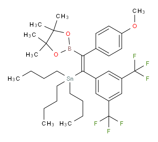 (E)-(1-(3,5-bis(trifluoromethyl)phenyl)-2-(4-methoxyphenyl)-2-(4,4,5,5-tetramethyl-1,3,2-dioxaborolan-2-yl)vinyl)tributylstannane