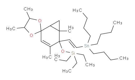 (E)-triethyl((4,4',5',6-tetramethyl-5-(2-(tributylstannyl)vinyl)spiro[bicyclo[4.1.0]hept[3]ene-2,2'-[1,3]dioxolan]-5-yl)oxy)silane