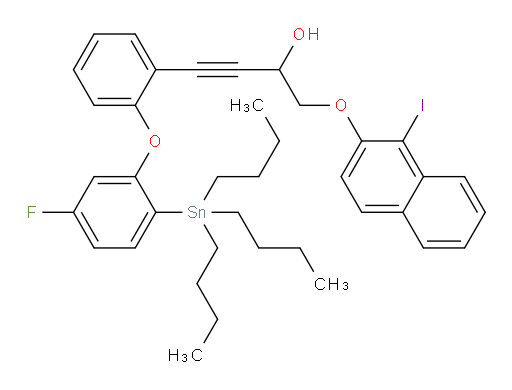 4-(2-(5-fluoro-2-(tributylstannyl)phenoxy)phenyl)-1-((1-iodonaphthalen-2-yl)oxy)but-3-yn-2-ol