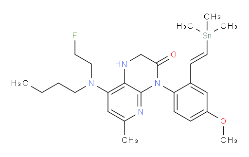 (E)-8-(butyl(2-fluoroethyl)amino)-4-(4-methoxy-2-(2-(trimethylstannyl)vinyl)phenyl)-6-methyl-1,2-dihydropyrido[2,3-b]pyrazin-3(4H)-one