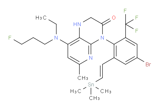 (E)-4-(4-bromo-2-(trifluoromethyl)-6-(2-(trimethylstannyl)vinyl)phenyl)-8-(ethyl(3-fluoropropyl)amino)-6-methyl-1,2-dihydropyrido[2,3-b]pyrazin-3(4H)-one