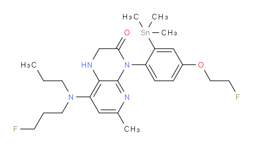 4-(4-(2-fluoroethoxy)-2-(trimethylstannyl)phenyl)-8-((3-fluoropropyl)(propyl)amino)-6-methyl-1,2-dihydropyrido[2,3-b]pyrazin-3(4H)-one