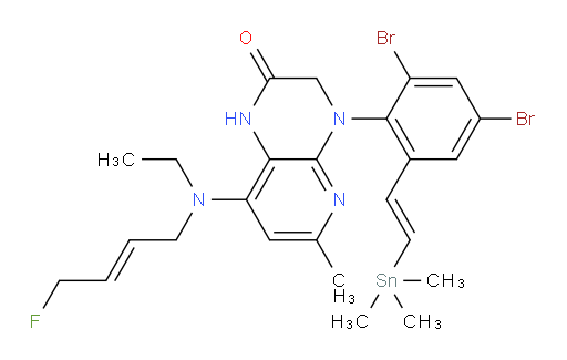 4-(2,4-dibromo-6-((E)-2-(trimethylstannyl)vinyl)phenyl)-8-(ethyl((E)-4-fluorobut-2-en-1-yl)amino)-6-methyl-3,4-dihydropyrido[2,3-b]pyrazin-2(1H)-one