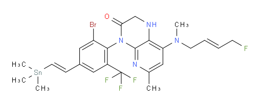 4-(2-溴-6-(三氟甲基)-4-((E)-2-(三甲基锡基)乙烯基)苯基)-8-(((E)-4-氟丁-2-烯-1-基)(甲基)氨基)-6-甲基-1,2-二氢吡啶并[2,3-b]吡嗪-3(4H)-酮