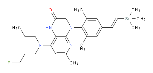(E)-4-(2,6-dimethyl-4-(2-(trimethylstannyl)vinyl)phenyl)-8-((3-fluoropropyl)(propyl)amino)-6-methyl-3,4-dihydropyrido[2,3-b]pyrazin-2(1H)-one