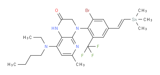 (E)-4-(2-bromo-6-(trifluoromethyl)-4-(2-(trimethylstannyl)vinyl)phenyl)-8-(butyl(ethyl)amino)-6-methyl-3,4-dihydropyrido[2,3-b]pyrazin-2(1H)-one