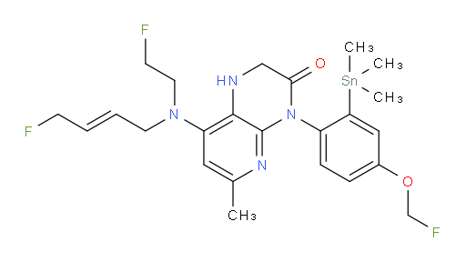 (E)-8-((4-fluorobut-2-en-1-yl)(2-fluoroethyl)amino)-4-(4-(fluoromethoxy)-2-(trimethylstannyl)phenyl)-6-methyl-1,2-dihydropyrido[2,3-b]pyrazin-3(4H)-one