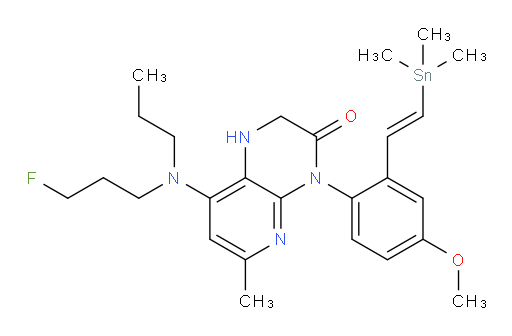 (E)-8-((3-fluoropropyl)(propyl)amino)-4-(4-methoxy-2-(2-(trimethylstannyl)vinyl)phenyl)-6-methyl-1,2-dihydropyrido[2,3-b]pyrazin-3(4H)-one