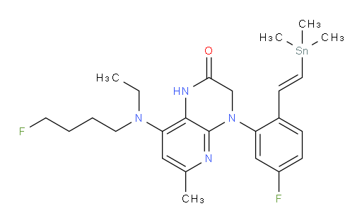 (E)-8-(ethyl(4-fluorobutyl)amino)-4-(5-fluoro-2-(2-(trimethylstannyl)vinyl)phenyl)-6-methyl-3,4-dihydropyrido[2,3-b]pyrazin-2(1H)-one