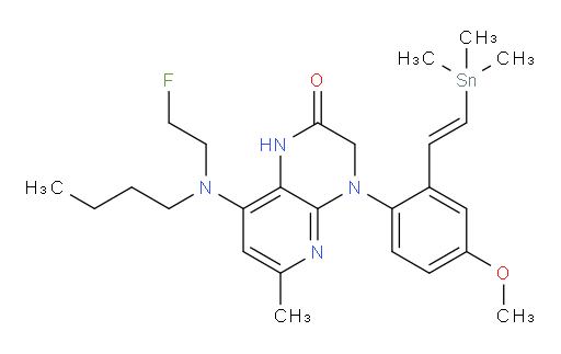 (E)-8-(butyl(2-fluoroethyl)amino)-4-(4-methoxy-2-(2-(trimethylstannyl)vinyl)phenyl)-6-methyl-3,4-dihydropyrido[2,3-b]pyrazin-2(1H)-one