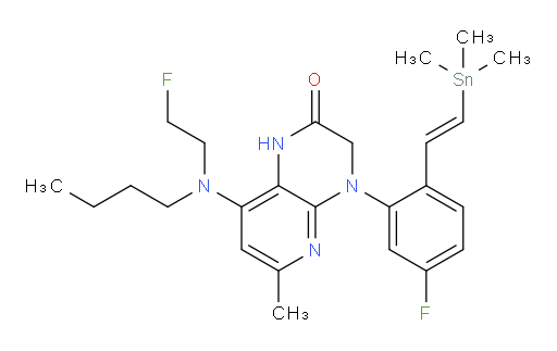 (E)-8-(butyl(2-fluoroethyl)amino)-4-(5-fluoro-2-(2-(trimethylstannyl)vinyl)phenyl)-6-methyl-3,4-dihydropyrido[2,3-b]pyrazin-2(1H)-one
