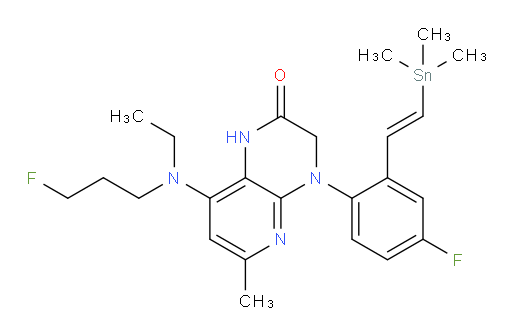 (E)-8-(ethyl(3-fluoropropyl)amino)-4-(4-fluoro-2-(2-(trimethylstannyl)vinyl)phenyl)-6-methyl-3,4-dihydropyrido[2,3-b]pyrazin-2(1H)-one
