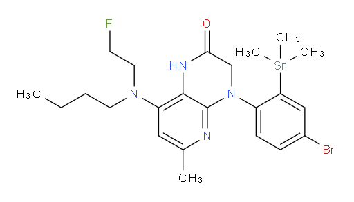 4-(4-bromo-2-(trimethylstannyl)phenyl)-8-(butyl(2-fluoroethyl)amino)-6-methyl-3,4-dihydropyrido[2,3-b]pyrazin-2(1H)-one