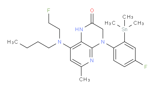 8-(butyl(2-fluoroethyl)amino)-4-(4-fluoro-2-(trimethylstannyl)phenyl)-6-methyl-3,4-dihydropyrido[2,3-b]pyrazin-2(1H)-one