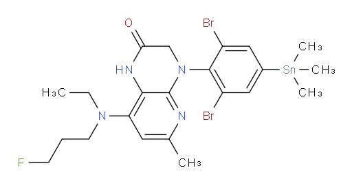 4-(2,6-dibromo-4-(trimethylstannyl)phenyl)-8-(ethyl(3-fluoropropyl)amino)-6-methyl-3,4-dihydropyrido[2,3-b]pyrazin-2(1H)-one