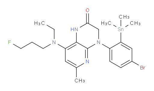 4-(4-bromo-2-(trimethylstannyl)phenyl)-8-(ethyl(3-fluoropropyl)amino)-6-methyl-3,4-dihydropyrido[2,3-b]pyrazin-2(1H)-one