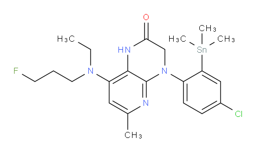 4-(4-chloro-2-(trimethylstannyl)phenyl)-8-(ethyl(3-fluoropropyl)amino)-6-methyl-3,4-dihydropyrido[2,3-b]pyrazin-2(1H)-one