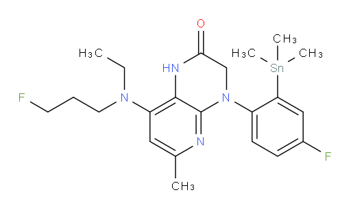 8-(ethyl(3-fluoropropyl)amino)-4-(4-fluoro-2-(trimethylstannyl)phenyl)-6-methyl-3,4-dihydropyrido[2,3-b]pyrazin-2(1H)-one
