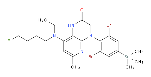 4-(2,6-dibromo-4-(trimethylstannyl)phenyl)-8-(ethyl(4-fluorobutyl)amino)-6-methyl-3,4-dihydropyrido[2,3-b]pyrazin-2(1H)-one