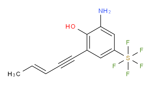 (E)-2-amino-4-(pentafluoromercapto)-6-(pent-3-en-1-yn-1-yl)phenol