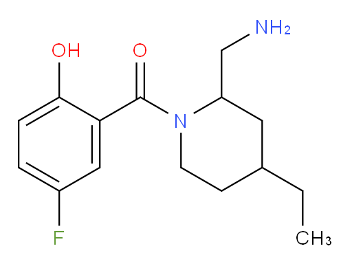 (2-(aminomethyl)-4-ethylpiperidin-1-yl)(5-fluoro-2-hydroxyphenyl)methanone