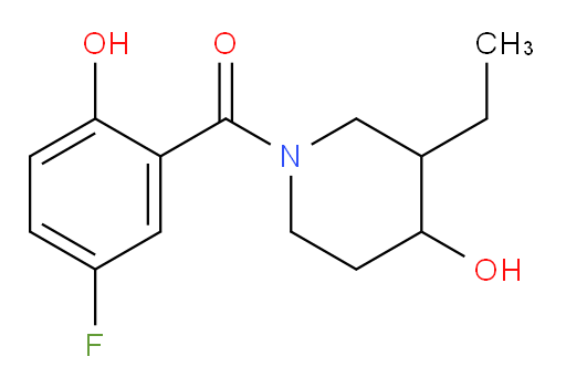 (3-ethyl-4-hydroxypiperidin-1-yl)(5-fluoro-2-hydroxyphenyl)methanone