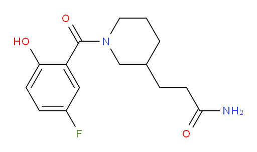 3-(1-(5-fluoro-2-hydroxybenzoyl)piperidin-3-yl)propanamide