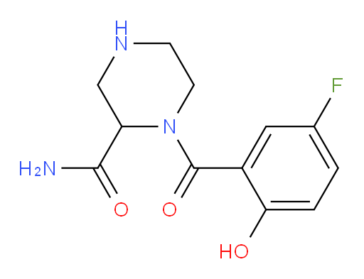 1-(5-fluoro-2-hydroxybenzoyl)piperazine-2-carboxamide