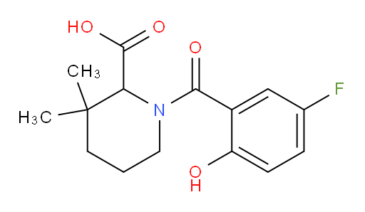 1-(5-fluoro-2-hydroxybenzoyl)-3,3-dimethylpiperidine-2-carboxylic acid