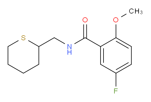 5-fluoro-2-methoxy-N-((tetrahydro-2H-thiopyran-2-yl)methyl)benzamide