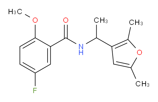 N-(1-(2,5-dimethylfuran-3-yl)ethyl)-5-fluoro-2-methoxybenzamide