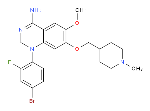 N-(4-bromo-2-fluorophenyl)-6-methoxy-7-[(1-methyl-piperidin-4-yl)methoxy]-4-amino-quinazoline