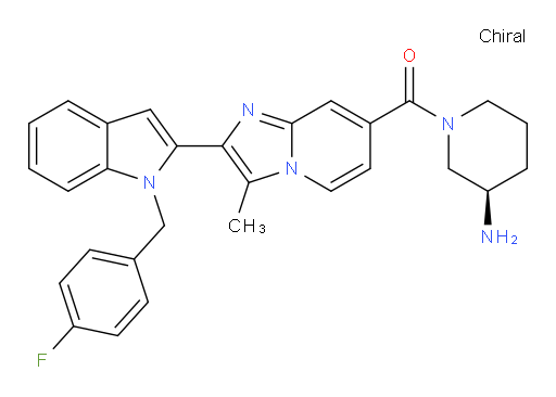 (R)-(3-aminopiperidin-1-yl)(2-(1-(4-fluorobenzyl)-1H-indol-2-yl)-3-methylimidazo[1,2-a]pyridin-7-yl)methanone